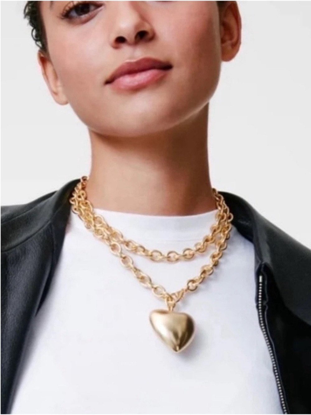 NWOT Double-Chain Heart Pendant Necklace